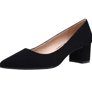DREAM PAIRS Women’s Black Nubuck Low Block Heel Closed Toe Dress Pumps Shoes 7.5
